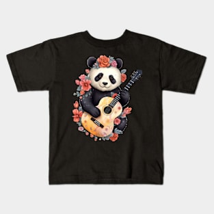 Panda Flower Guitar Kids T-Shirt